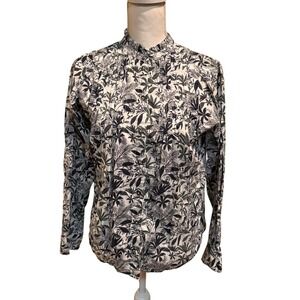 Boden Women's US 2 UK 6 Pintuck Button Front Blouse Leaf‎ Print Ruffle